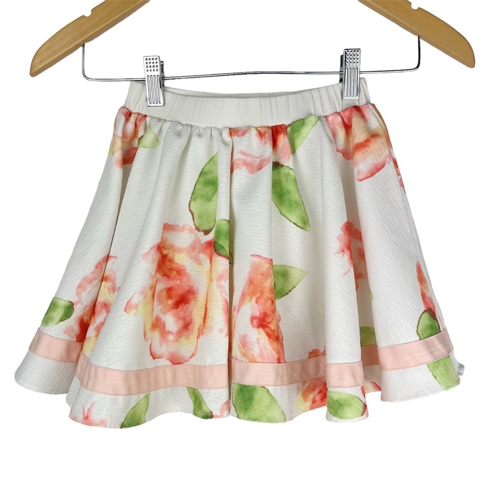 Petit Couture Floral Skort Skirt Pull On Elastic Waist Size 6